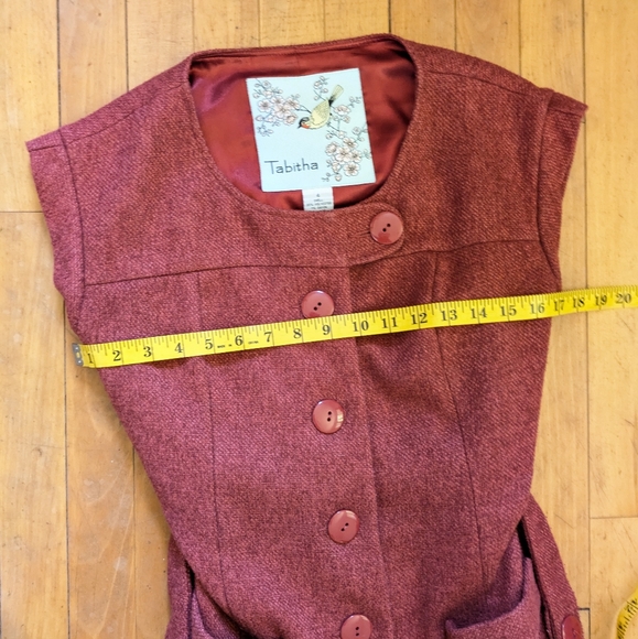 Anthropologie Tabitha Red Button-Down Mini Dress Coat vintage y2k - Picture 9 of 10